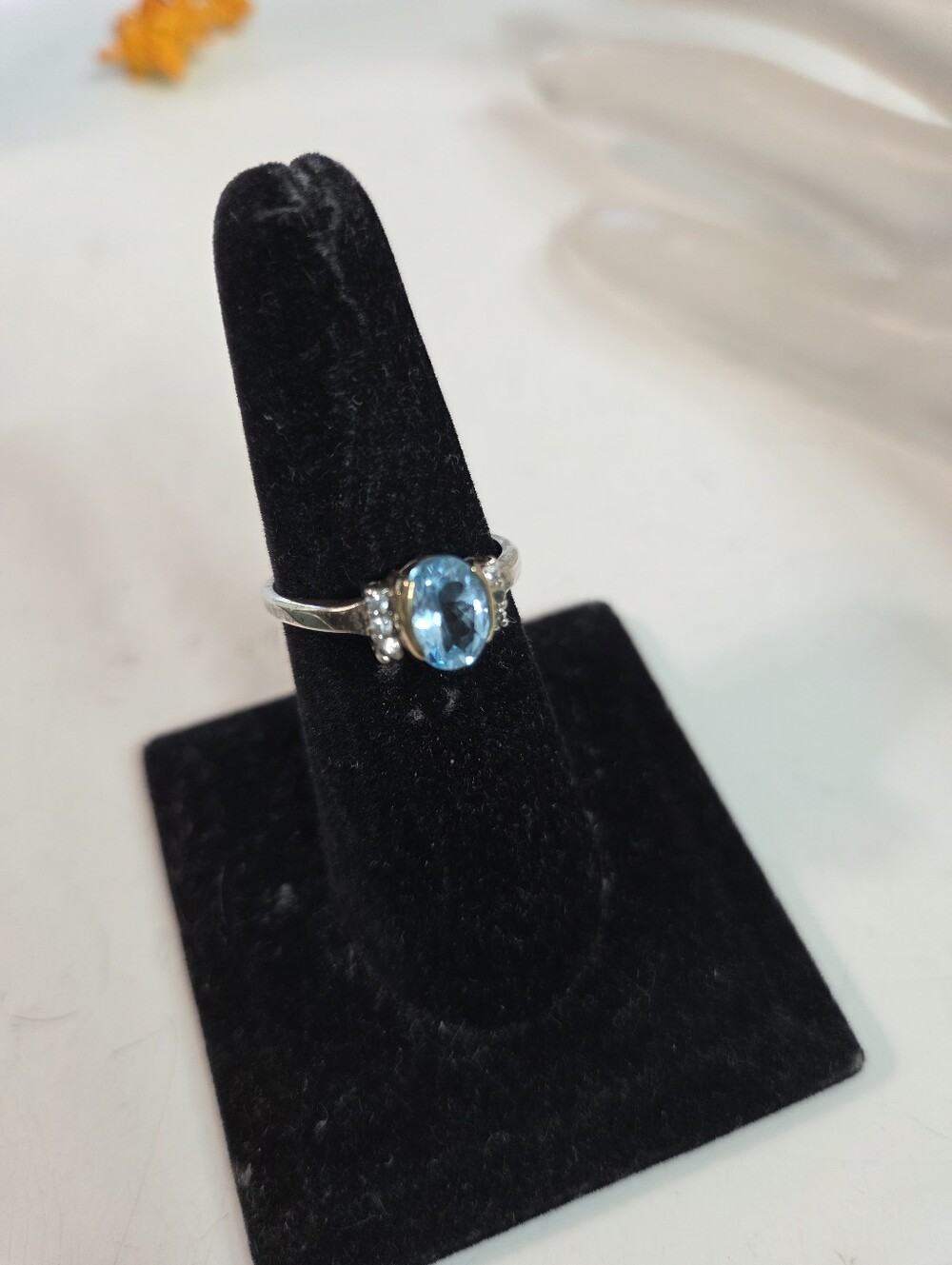vtg 10k gold 925 blue topaz ring sz 7.25 classic elegance dainty